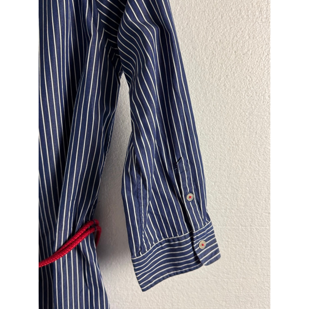 LAUREN JEANS Blue & White Striped Ruffle Button Down Shirt M - Picture 6 of 10
